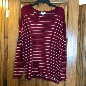 Old navy burgundy long sleeve striped tee